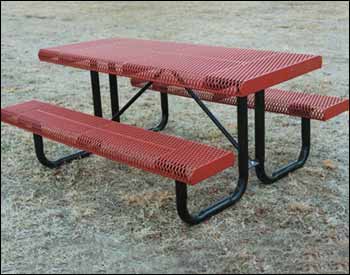 Rectangular Rolled Edge Metal Picnic Table