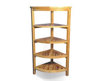 Teak 5 Tier Corner Shelf