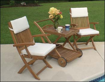 Teak Sailor Chair and Tray Set