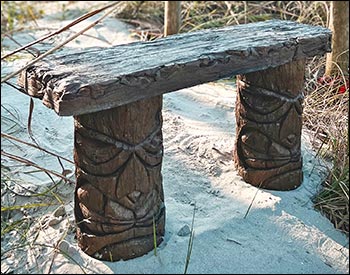 Concrete Tiki Garden Bench