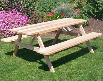 Red Cedar Picnic Table w/ Attached Benches