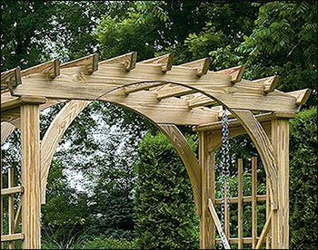 3 x 6 Treated Pine Palermo Arched Arbor w/4 Rollback Swing