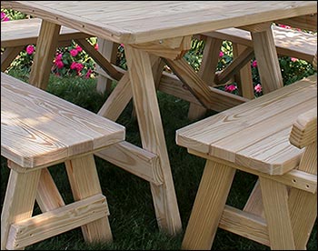 Treated Pine Wide Picnic Table w/ 2 Backed Benches and 2 Backless Benches