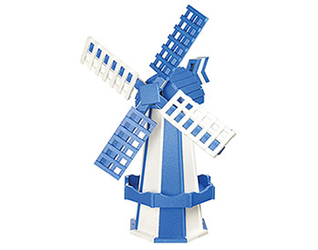 Medium Poly Lumber Windmill - Bright Blue and White