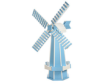 Large Poly Lumber Windmill - Powder Blue and White