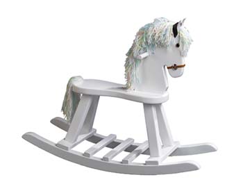 Wooden White Flat Seat Rocking Horse