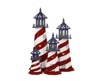 Wooden Patriotic Lighthouse