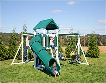 Lookout Vinyl Playset w/ Climbing Set & Rock Wall