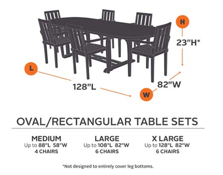 108" Rectangular/Oval Veranda Table and 6 Standard Chair Cover
