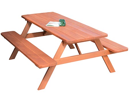 Red Cedar Picnic Table w/ Attached Benches