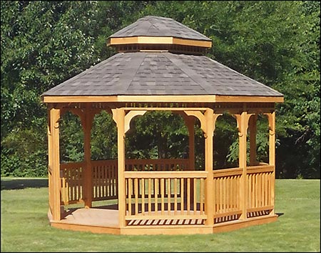 Treated Pine Double Roof Oval Gazebos