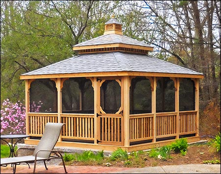 Red Cedar Double Roof Rectangle Gazebos