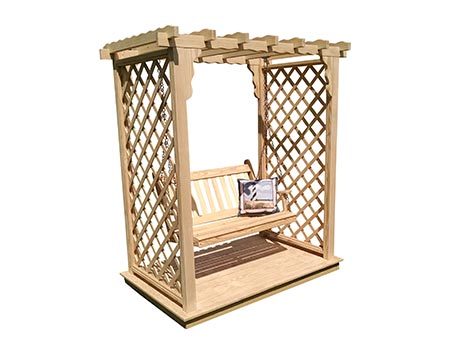 Treated Pine Creekside Arbor w/ Deck & Swing