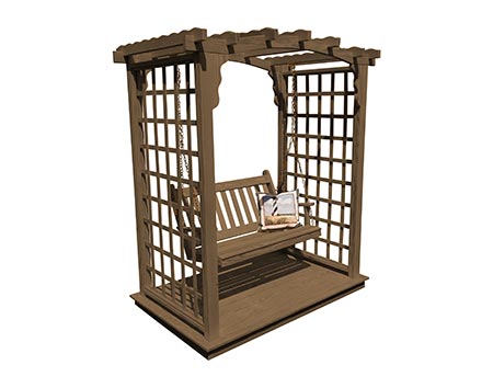 Treated Pine Dover Arbor w/ Deck & Swing