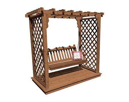 Red Cedar Creekside Arbor w/ Deck & Swing