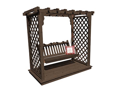 Red Cedar Creekside Arbor w/ Deck & Swing