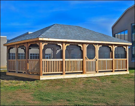 Red Cedar Single Roof Rectangle Gazebos