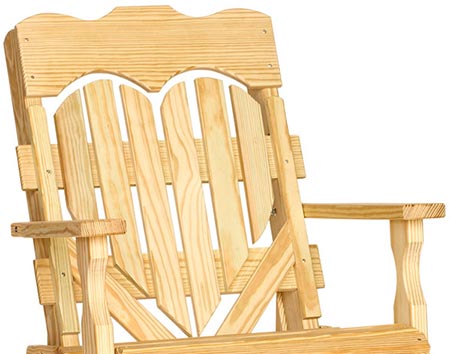 Treated Pine High-Back Heart Rocking Chair