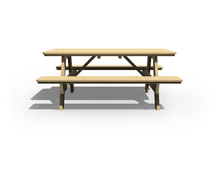 Treated Pine 6 Picnic Table w/ Attached Benches