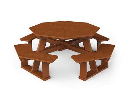 Poly Lumber Octagonal Picnic Table w/ Attached Benches