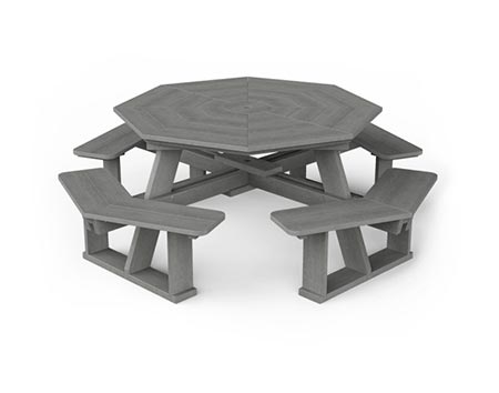 Poly Lumber Octagonal Picnic Table w/ Attached Benches