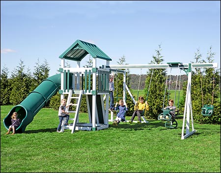 Lookout Vinyl Playset w Climbing Set Rock Wall