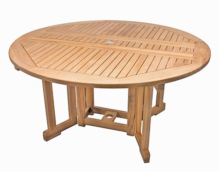 60" Teak Drop Leaf Table and Full Weave Chair Set