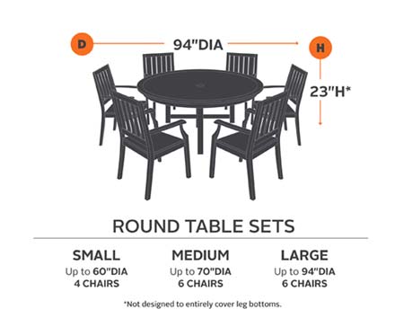 70" Round Veranda Table and 6 Standard Chair Cover