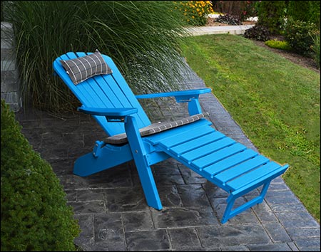 Poly Lumber Folding & Reclining Adirondack Chair w/ Pullout Ottoman