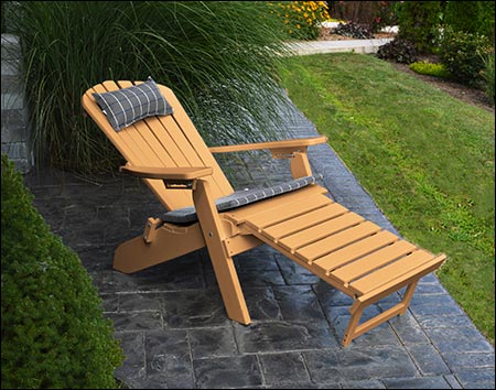 Poly Lumber Folding & Reclining Adirondack Chair w/ Pullout Ottoman