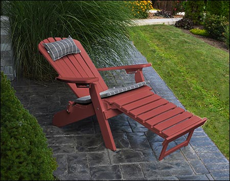 Poly Lumber Folding & Reclining Adirondack Chair w/ Pullout Ottoman