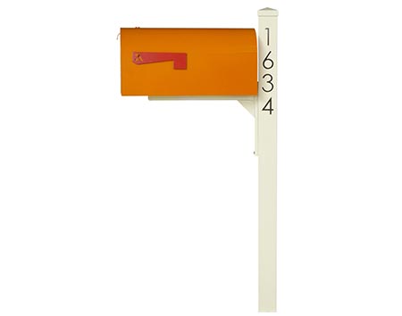 Aluminum Ridley Curbside Mailbox w/ Ivory Post