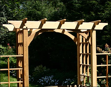 Red Cedar Canterbury Arbor w/Backed Bench & 2 Wings