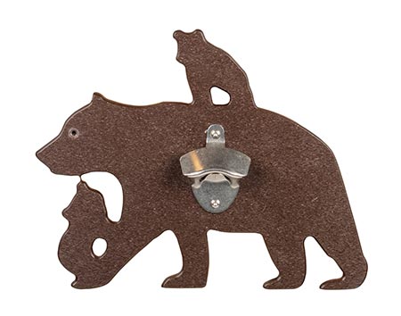 Wall Mount Bottle Opener - Bear w/Cubs
