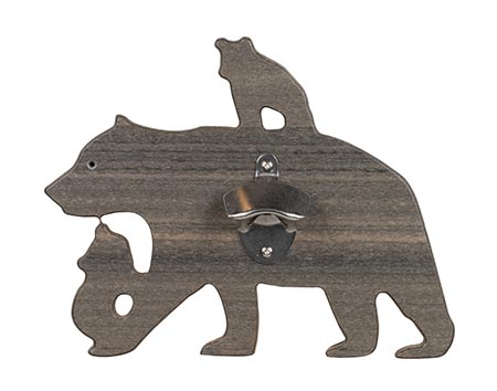 Wall Mount Bottle Opener - Bear w/Cubs
