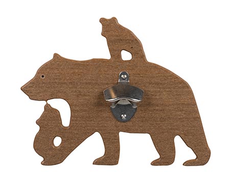Wall Mount Bottle Opener - Bear w/Cubs