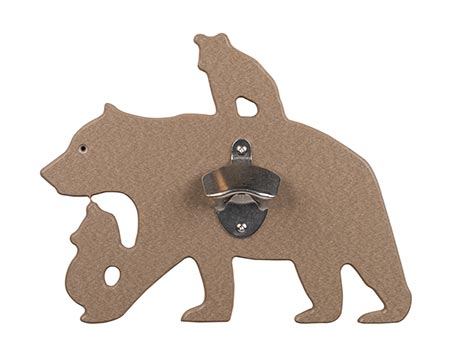 Wall Mount Bottle Opener - Bear w/Cubs