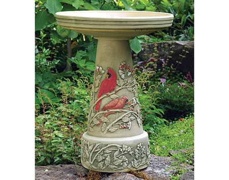 Ceramic Summer Cardinal Bird Bath