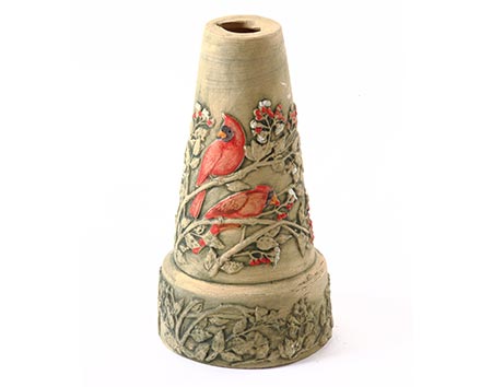 Ceramic Summer Cardinal Bird Bath