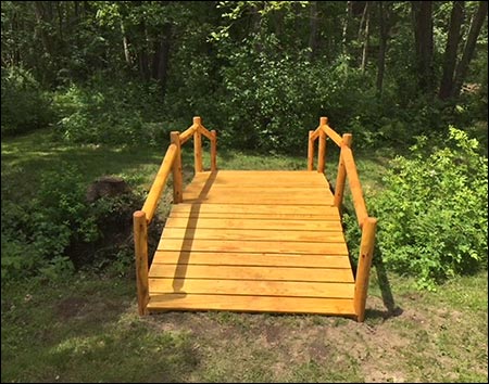 Treated Pine Log Rail Bridge w/White Cedar Posts & Railing