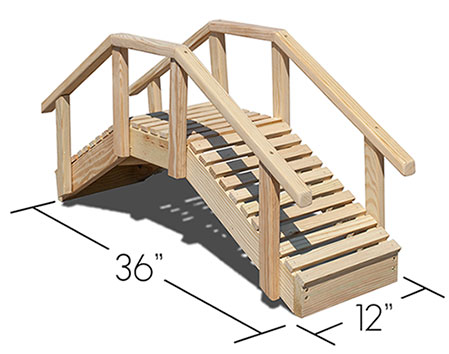 Treated Pine Decorative Mini Arched Bridge