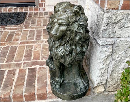 Concrete Sitting Lion Sculpture - Pair