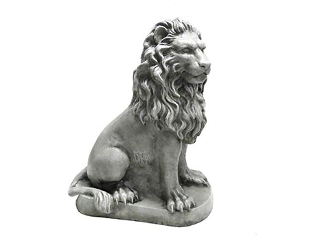 Concrete Sitting Lion Sculpture - Pair