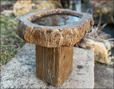 Concrete Distressed Wood Bird Bath