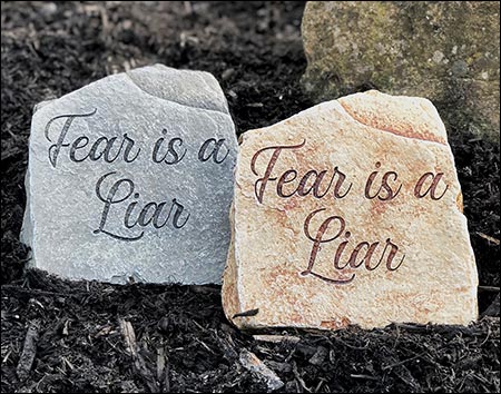 Concrete "Fear is a Liar" Religious Stone
