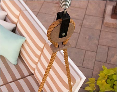 Cypress Mission Sofa Rope Swingbed w/ Sunbrella Cushions