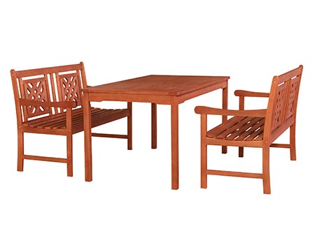 Eucalyptus 3-Piece Rectangular Dining Set