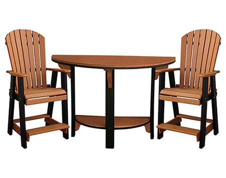 Poly Lumber Half Round Table w/2 Balcony Chairs
