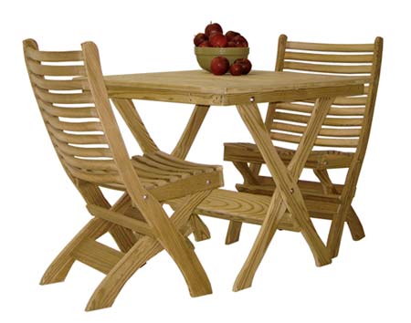 32" x 36" Cypress Folding Table w/2 Folding Chairs