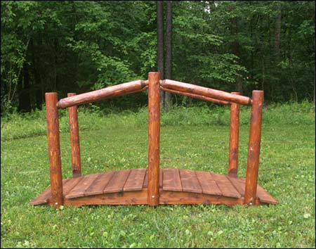 White Cedar Stained Single Rail Bridge